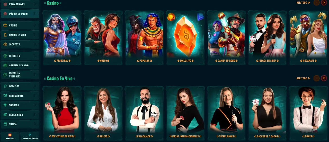 Variedad de juegos en Spinanga casino