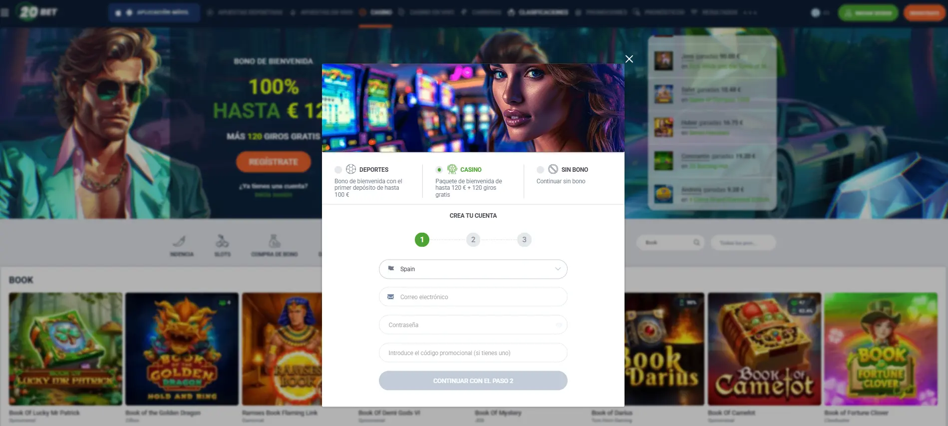Registro e inicio de sesión en 20Bet casino Registro e inicio de sesión en 20Bet