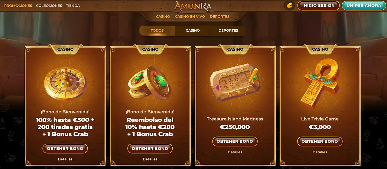 Bonos y promociones de Amunra casino