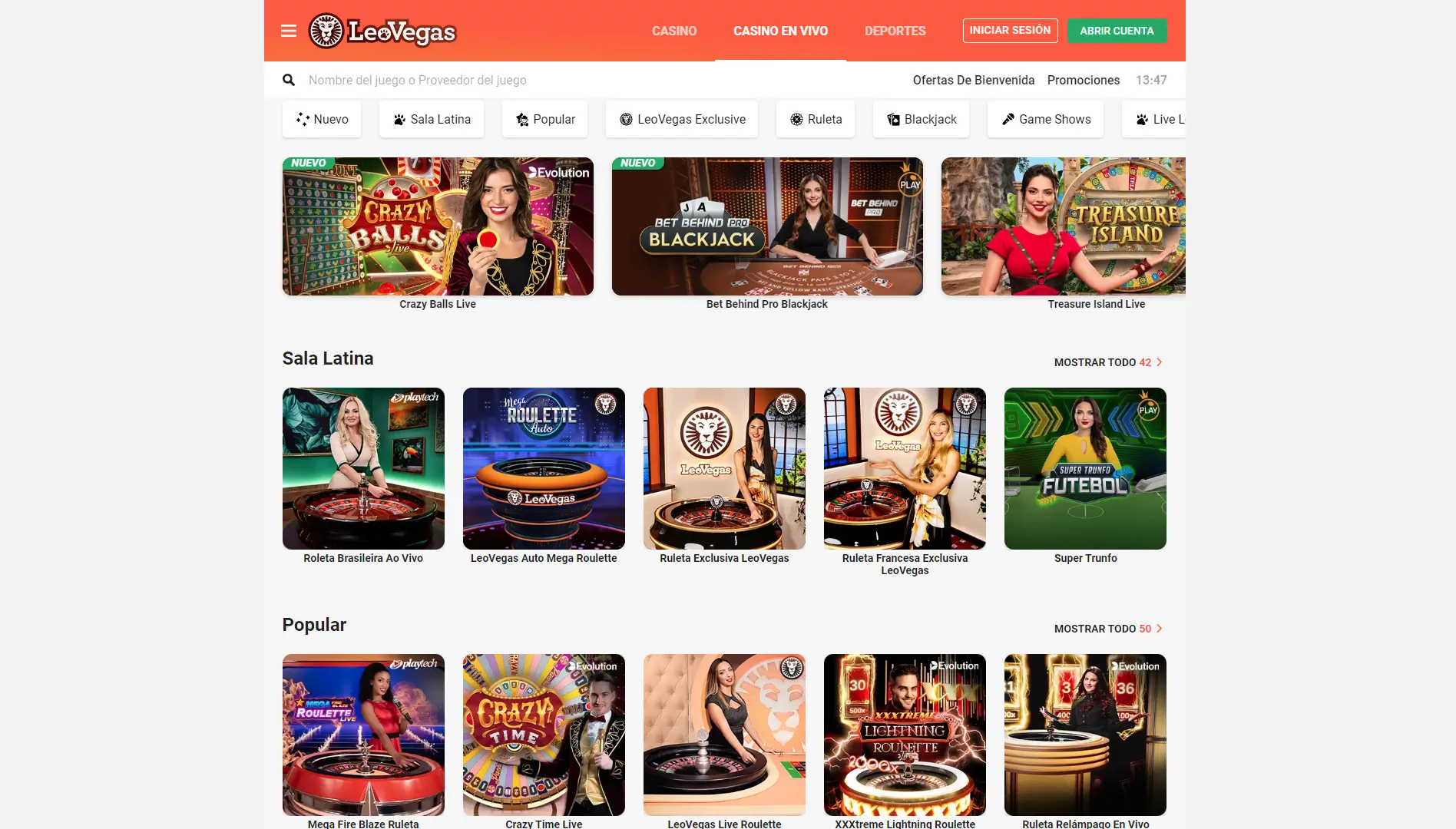Mejores juegos en LeoVegas LeoVegas juegos